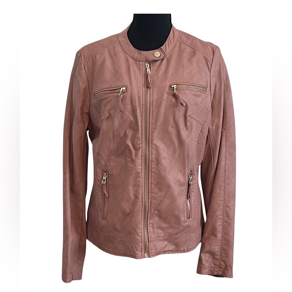 Cavalini Vegan Leather Jacket - Dusty Rose, Size L